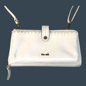The Sak White Leather Crossbody Wallet Organizer Purse Adjustable Strap READ